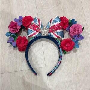 Floral Crown Mickey Headband with Red and Blue Accents